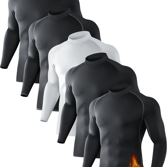 Other - 5 Pack Men's Long Sleeve Fleece-Lined Thermal Shirts for Ultimate Cold Gear